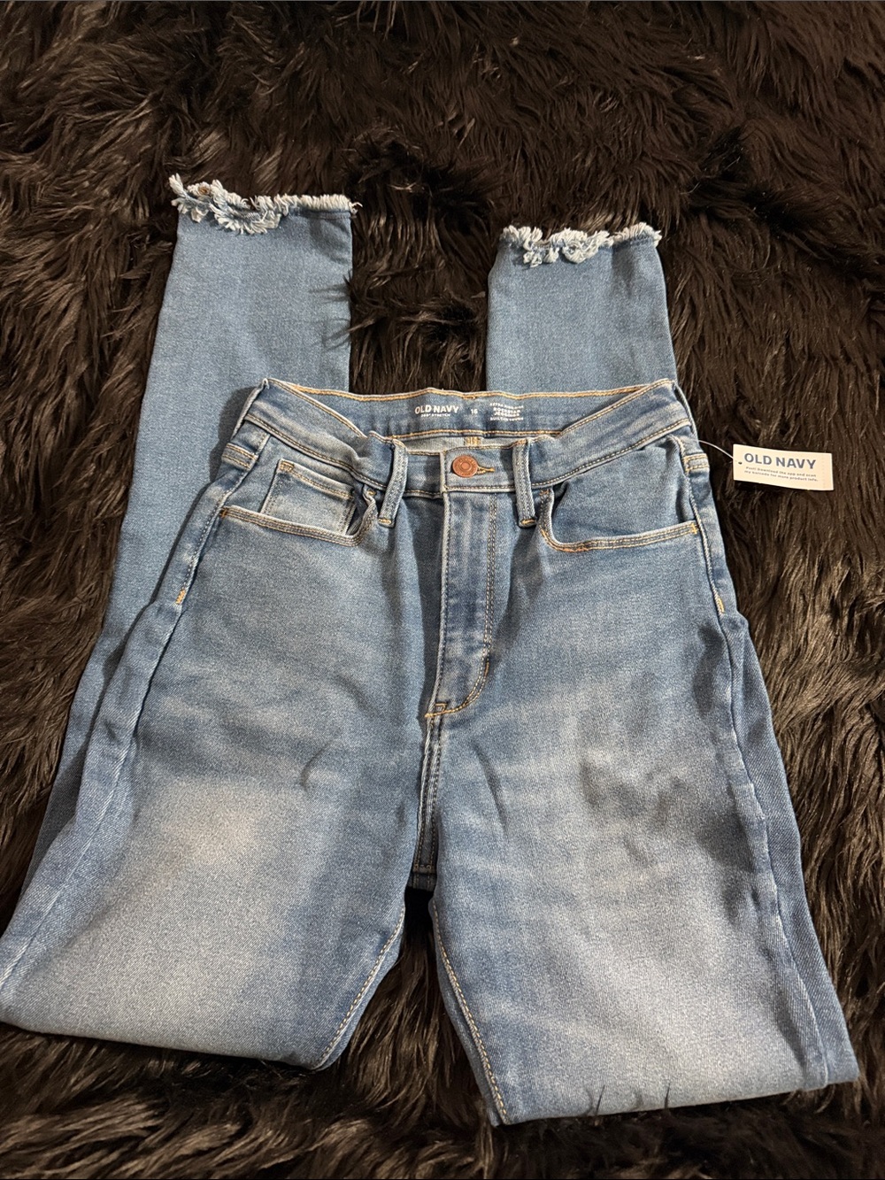 Old Navy Light Blue High-Rise Frayed Hem Jeans